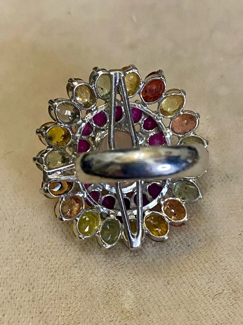 Sterling Silver Gemstone Statement Ring Sapphire & Ruby 925